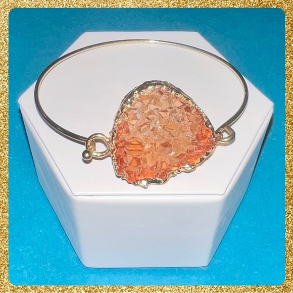 a new day Jewelry - ✨ Gold-Toned Bangle bracelet EUC with faux rose/blush druzy quartz by A.New.Day